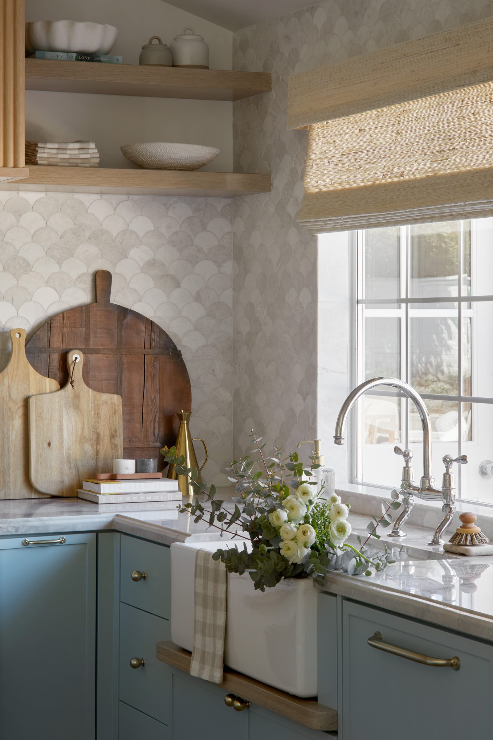 The Boardwalk Beach House kitchen detail by Hearth Homes Interiors